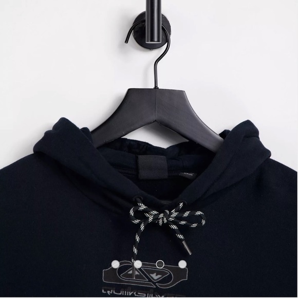 Quiksilver Logo cropped hoodie in washed black Exclusive at ASOS - Picture 3 of 8